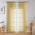 Gold Sheer Curtains for Bedroom Living Room 96 Inches Long 2 Panels, Modern by WelvetBLK