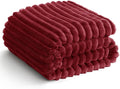 HIMEET Deep Red Ribbed Throw Blanket by Unknown