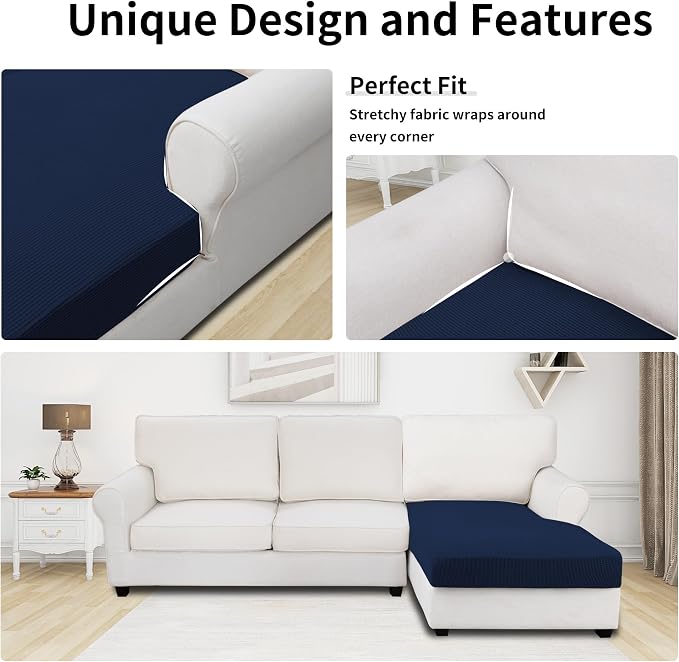 Easy-Going Stretch Sectional Couch Covers 1 Piece Chaise Lounge Slipcover L - Image 3