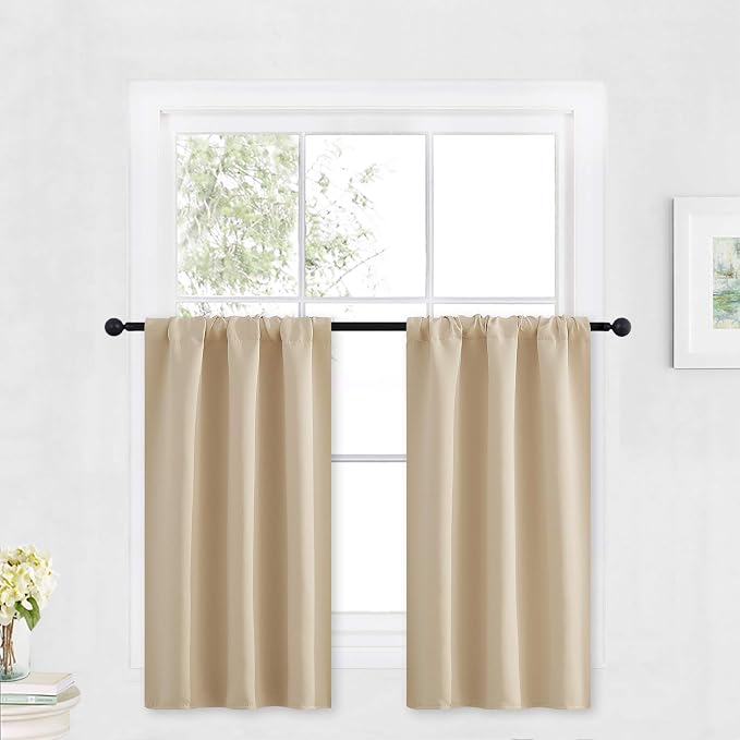 RYB HOME Cafe Curtains 30 inch Length, Short Light UV Heat Blocking Energy by RYBHOME