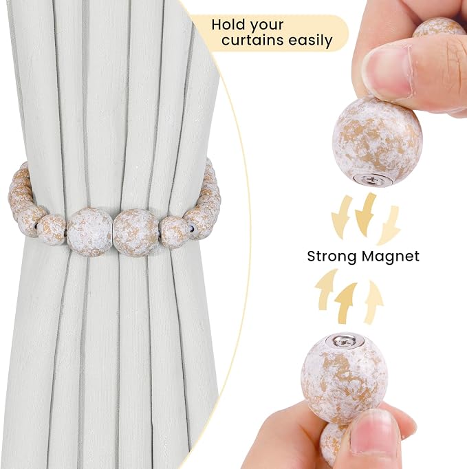 Magnetic Curtain Tiebacks, 6 Pack Curtain Holdbacks - Image 2