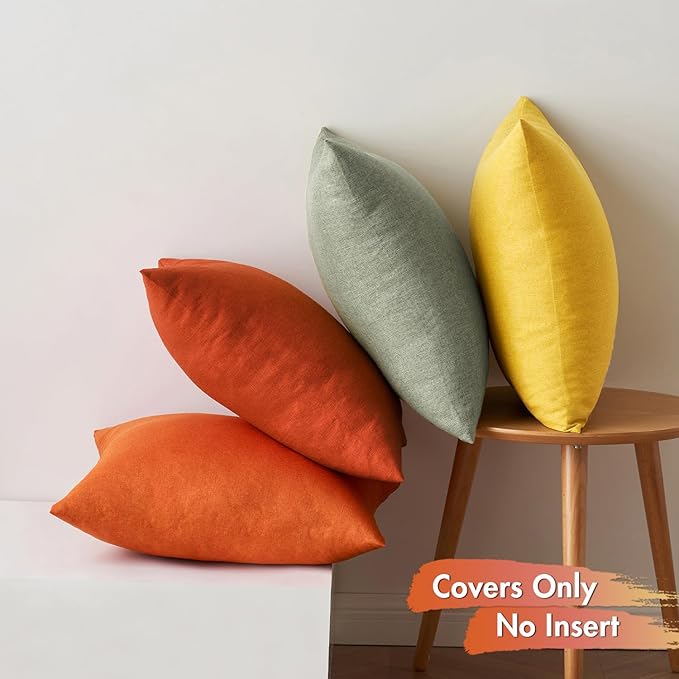MIULEE Pack of 4 Decorative Outdoor Throw Pillow Covers Linen Waterproof Pillow - Image 6