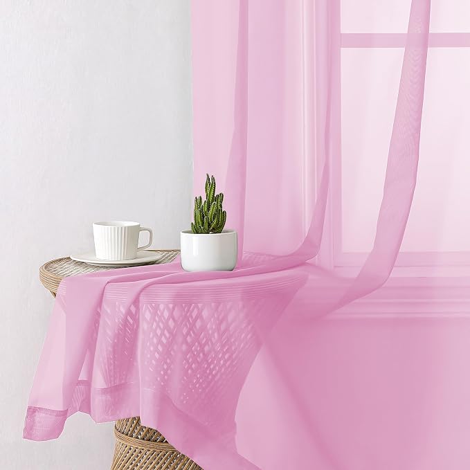 Aiyufeng Sheer Pink Curtains 72inches Long - Image 8