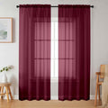 Burgundy Sheer Curtains 84 Inches Long 2 Panels Set by WelvetBLK