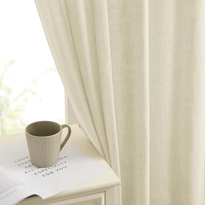 Joydeco Linen Curtains 84 Inch Length 2 Panels Set, Light Filtering Curtains - Image 5