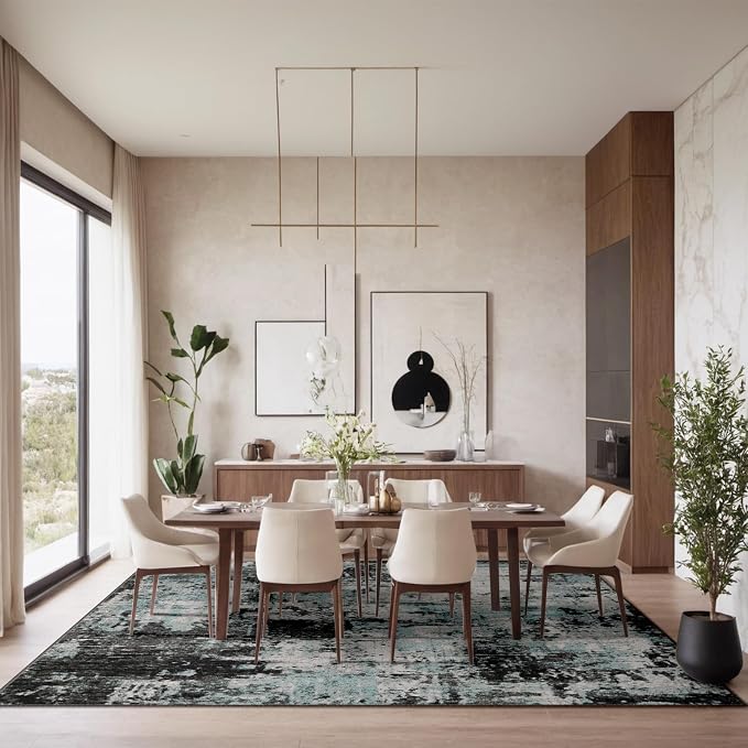 Washable Area Rugs 5'x8' Non-Slip Modern Abstract Soft - Image 9