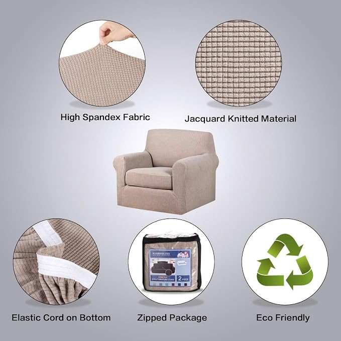 H.VERSAILTEX Armchair Slipcover Chair Cover 2 Piece Stretch Slipcovers - Image 6
