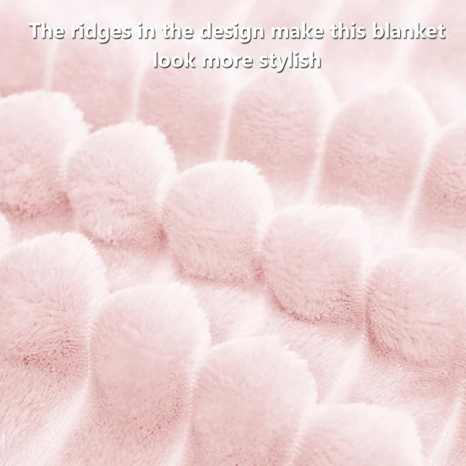 HIMEET Pink Ribbed Twin Blanket - Image 8