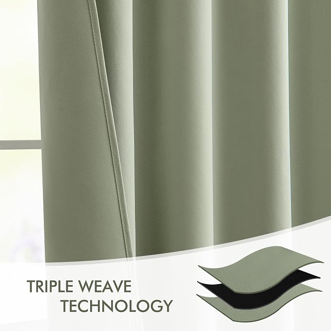 MIULEE Back Tab Sage Green Curtains 102 Inch Long 2 Panels Set - Image 7