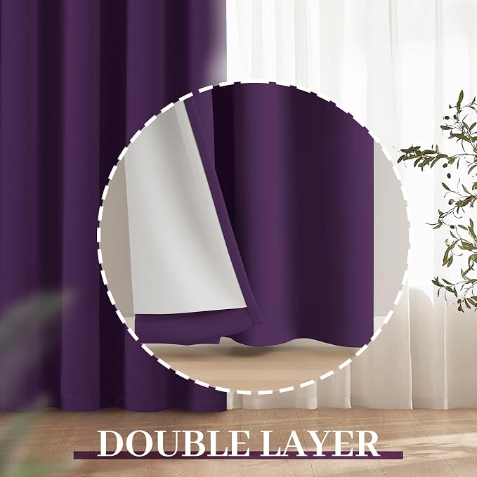 Yakamok Room Darkening 100% Blackout Curtains Grommet Window Treatments - Image 8