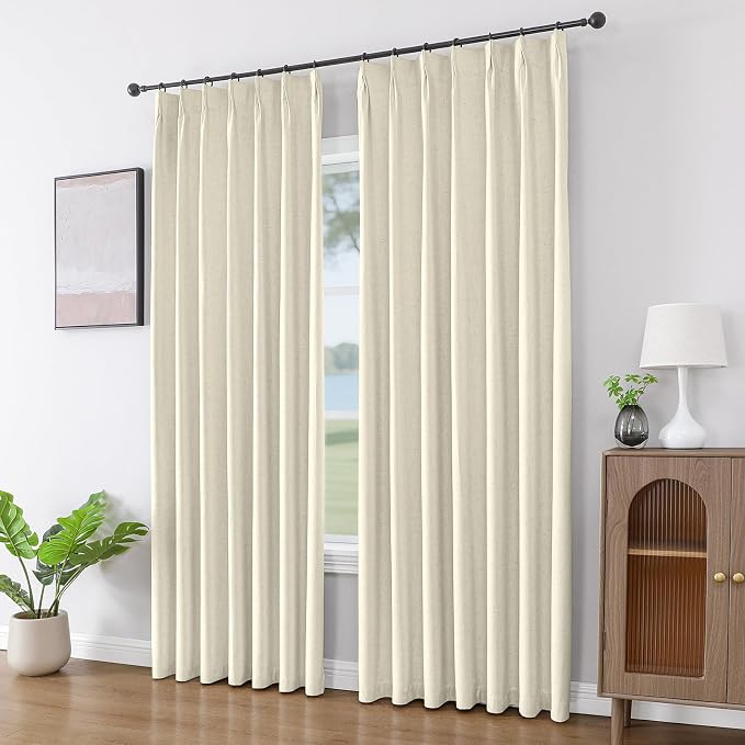 Joydeco Pinch Pleated Linen Curtains - Image 4