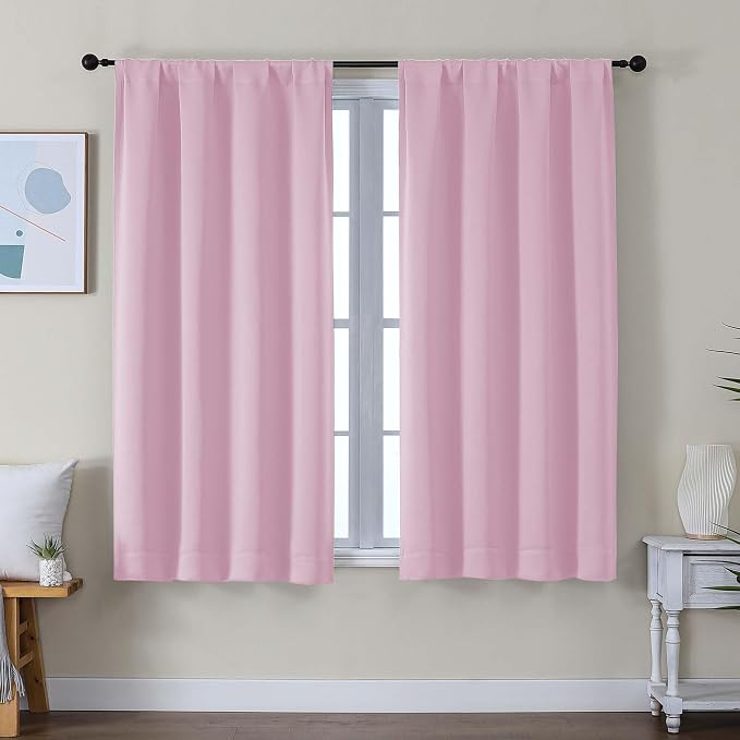 Simplebrand Ava Pink Short Blackout Curtains by Simplebrand