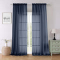 Lecloud Navy Blue Sheer Curtains 96 Inches Long 2 Pcs, Light Filtering Window by Lecloud