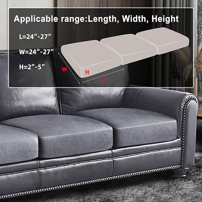 Leather Look Couch Cushion Covers Sofa Seat Slipcovers Sets Couches Furniture - Image 3