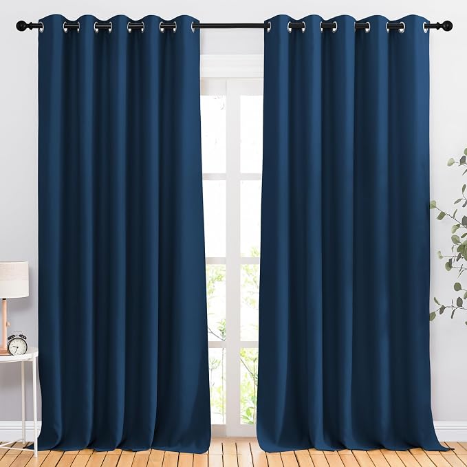 NICETOWN Moroccan Blue 102 inch Curtains, Grommet Thermal Insulated Window by NICETOWN