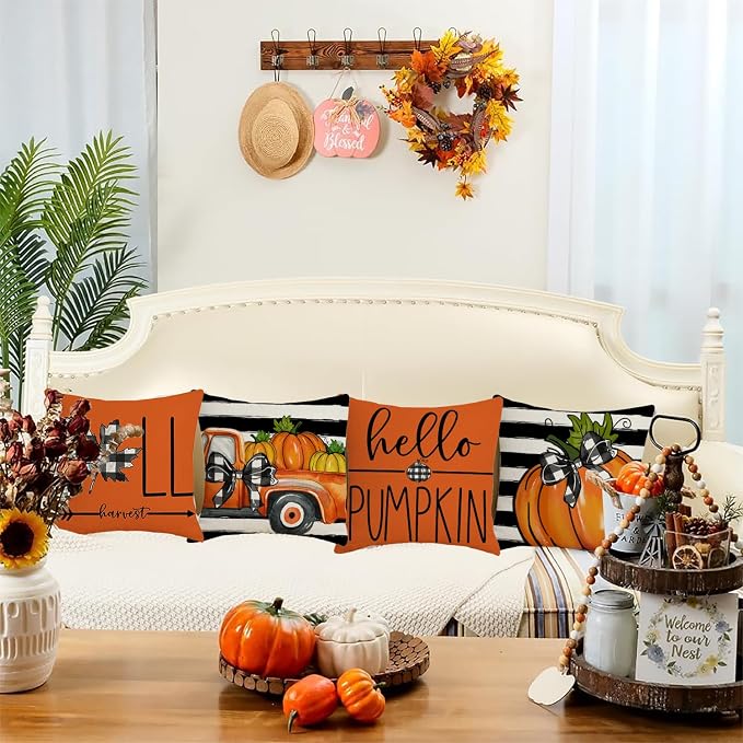 Fall Decorations for Home, Fall Pillow Covers 18x18 Set of 4, Thanksgiving - Image 2