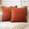 MIULEE Pack of 2 Couch Throw Pillow Covers 18x18 Inch Rust Farmhouse Decorative by MIULEE