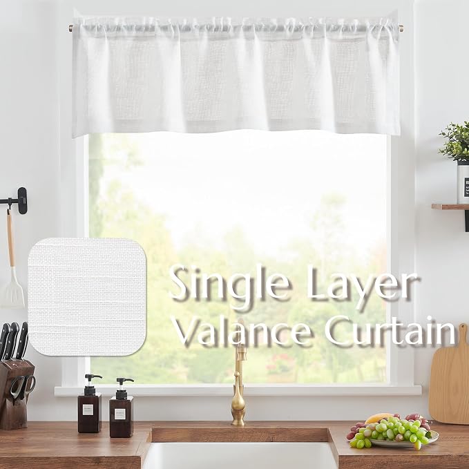 jinchan Sheer Valance Curtain Linen Textured Valance - Image 2
