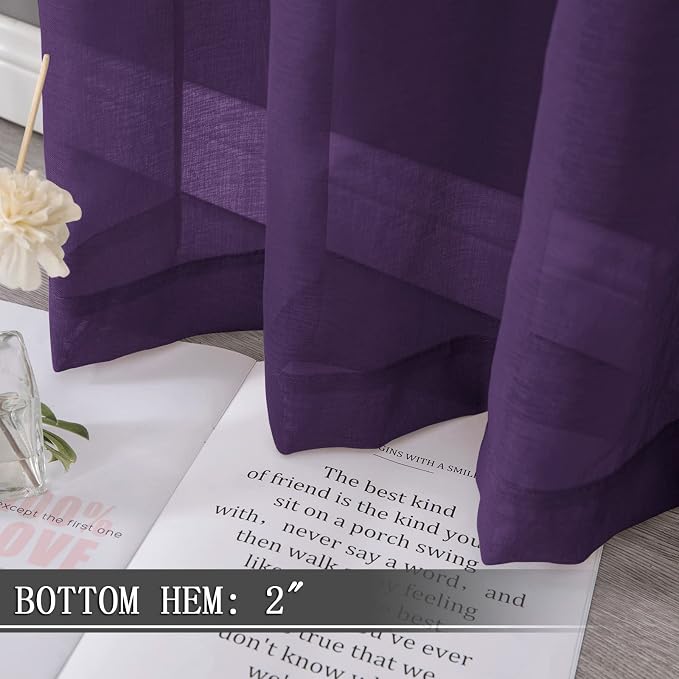 Tollpiz Sheer Tier Curtain Linen Textured Half Kitchen Curtains Sheer Light - Image 4