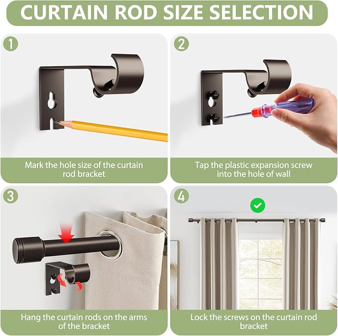 5/8” Diameter Curtain Rods 30-90 Inch, - Image 4