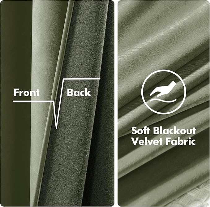 MIULEE Velvet Curtains Sage Green Elegant Grommet Curtains Thermal Insulated - Image 3