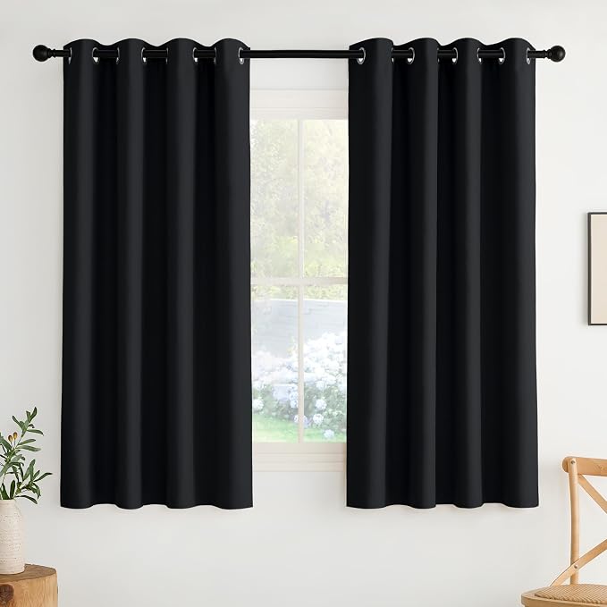 NICETOWN Room Darkening Draperies Curtains Panels, 2 Panels Black W52 x L63 by NICETOWN