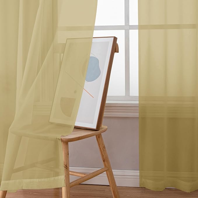 Simplebrand Gold Sheer Valances 14 Inches Long - Image 4