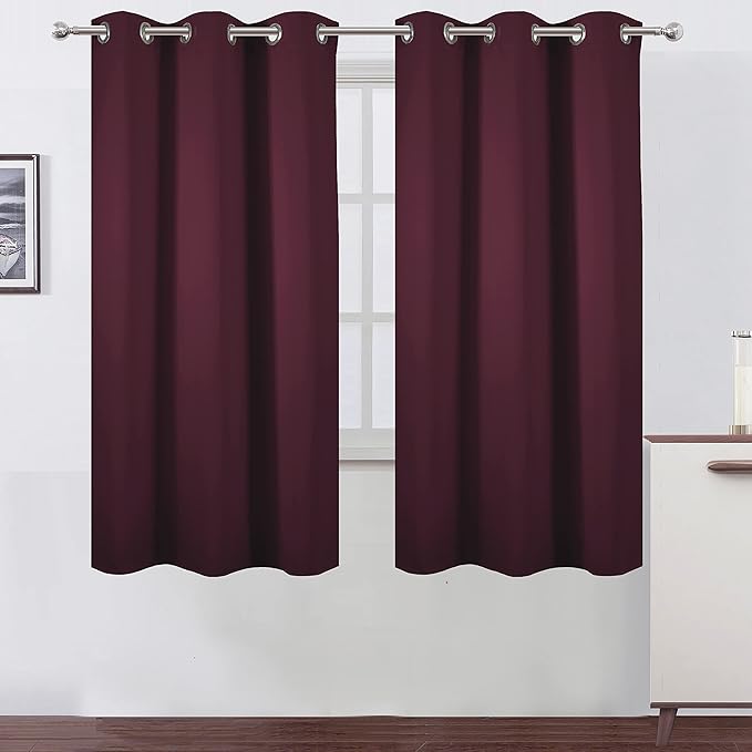 LEMOMO Burgundy Red Blackout Curtains 42 x 63 Inch Length/Set of 2 Curtain by Lemomo