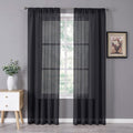 Tollpiz Sheer Curtain Linen Textured Bedroom Curtains Sheer Light Filtering Rod by Tollpiz