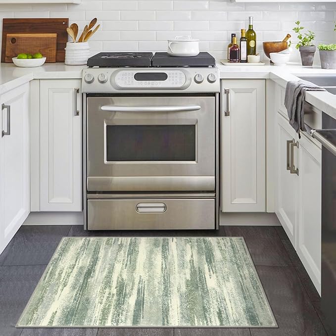 Lansny Modern Abstract Entryway Rug Indoor 2x3 Washable Rug Non-Slip Soft Small - Image 2