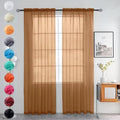 youleyar Solid Sheer Rod Pocket Curtain Voile Draperies 2 Panels White Beige by Youleyar