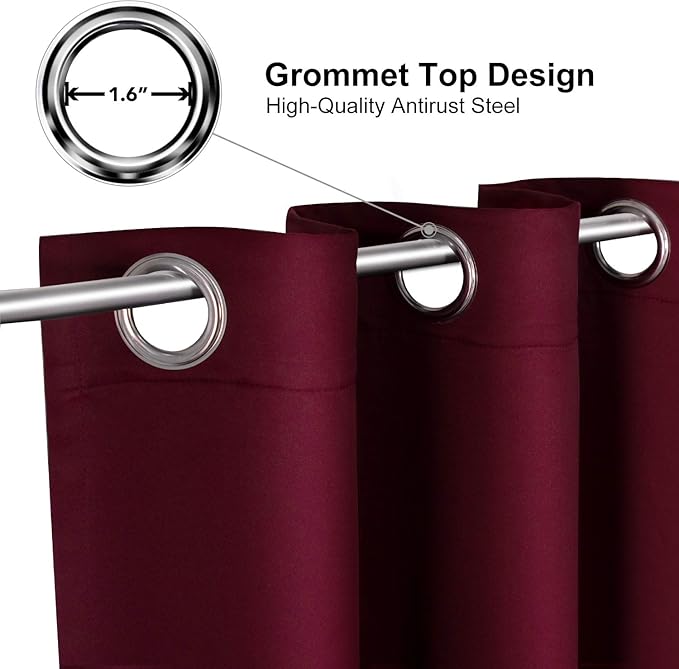 ChrisDowa Blackout Curtains for Bedroom and Living Room 2 Panels Set | Thermal - Image 2