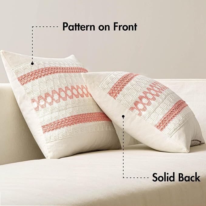 MIULEE Set of 2 Coral Red Boho Valentines Decorative Lumbar Pillow Covers 12x20 - Image 6