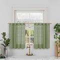 LAMIT Short Linen Window Curtains 30 Inches Long 2 Panels, Sage Green Semi by LAMIT
