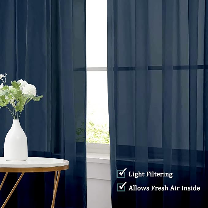 Chyhomenyc Navy Blue Sheer Valances - Image 7