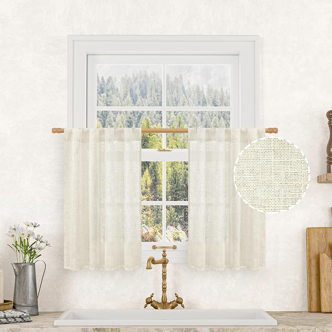 LAMIT Short Linen Curtains 36 Inch Length by LAMIT