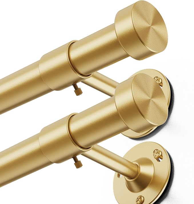 YaFex 2 Pack Heavy Duty Curtain Rods 32-150 Inch, 1 Inch Adjustable Gold by YaFex