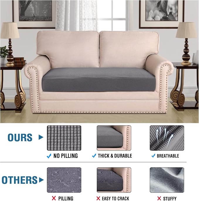 H.VERSAILTEX Super Stretch Individual Seat Cushion Covers Sofa Covers Couch - Image 2