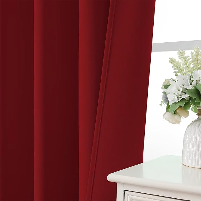 CUCRAF Red Blackout Curtains 84 inch Length 2 Panels Set, Rod Pocket Room - Image 6