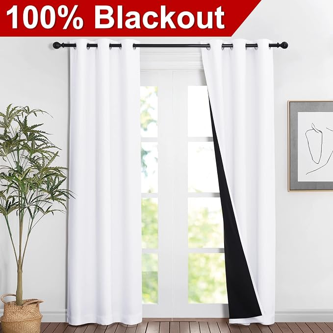 NICETOWN White Blackout Curtains 84 inches Long, Full Light Blocking Drapes - Image 2