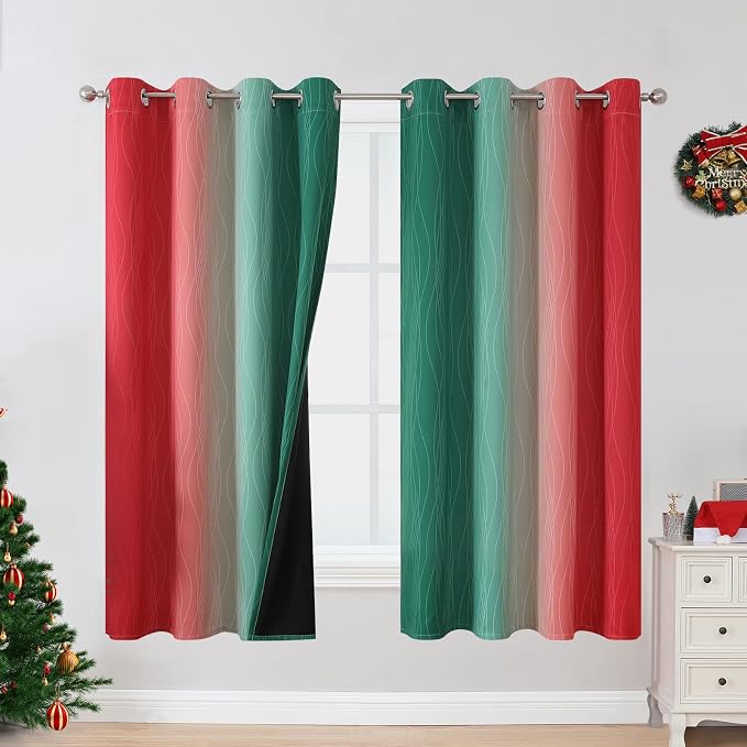 Estelar Textiler Red and Green Blackout Curtains by ESTELARTEXTILER