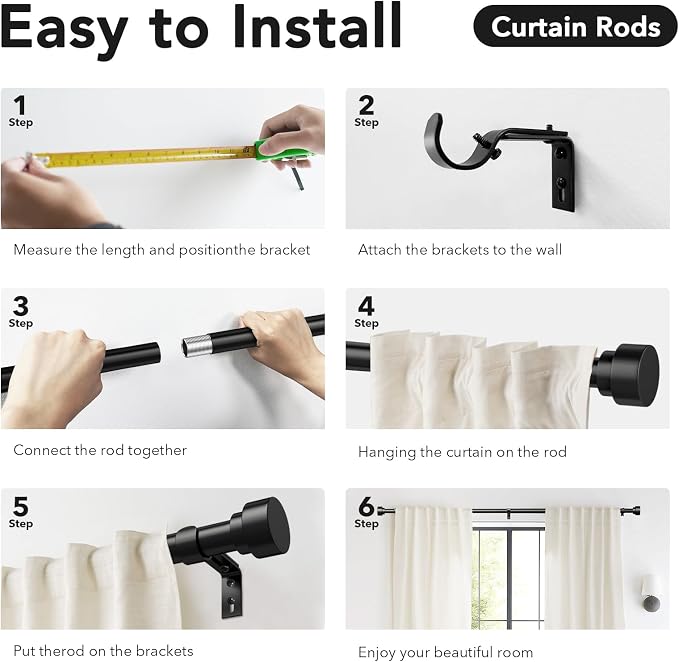 IFELS 2 Pack Heavy Duty Curtain Rods - Image 8
