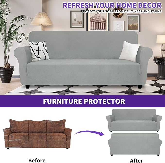 ZNSAYOTX Oversized Super Stretch Couch Cover, New Striped Sofa Covers - Image 2