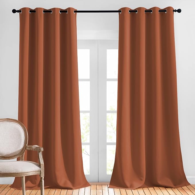 NICETOWN Blackout Burnt Orange Curtains 108 inch Long 2 Panels by NICETOWN