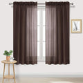 DWCN Brown Sheer Curtains Semi Transparent Voile Rod Pocket Curtains by DWCN