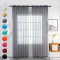 youleyar Solid Sheer Rod Pocket Curtain Voile Draperies 2 Panels White Beige by Youleyar