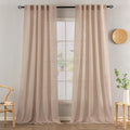 MIULEE Natural Beige Linen Curtains 96 Inches Long 2 Panels by MIULEE