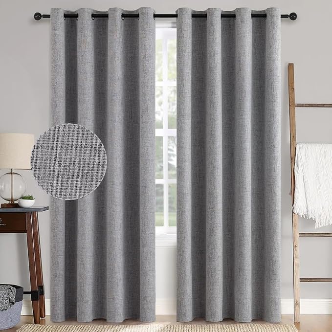 MIULEE Linen Textured 90 Inches Curtains by MIULEE