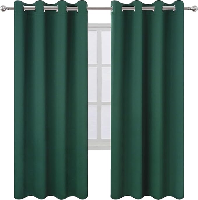 LEMOMO Dark Green Thermal Blackout Curtains/52 x 72 Inch/Set of 2 Panels Room - Image 2