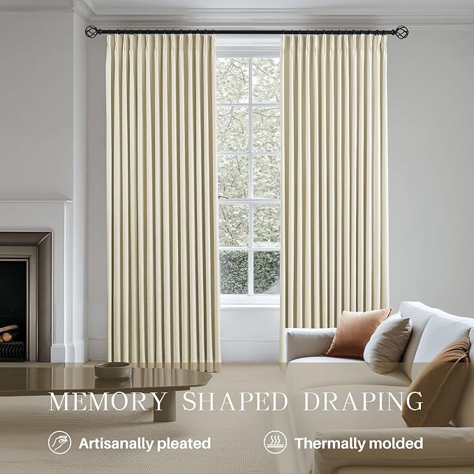 AUSSPVOCT Pinch Pleated 90 Inch Linen Curtains 100% Blackout - Image 3